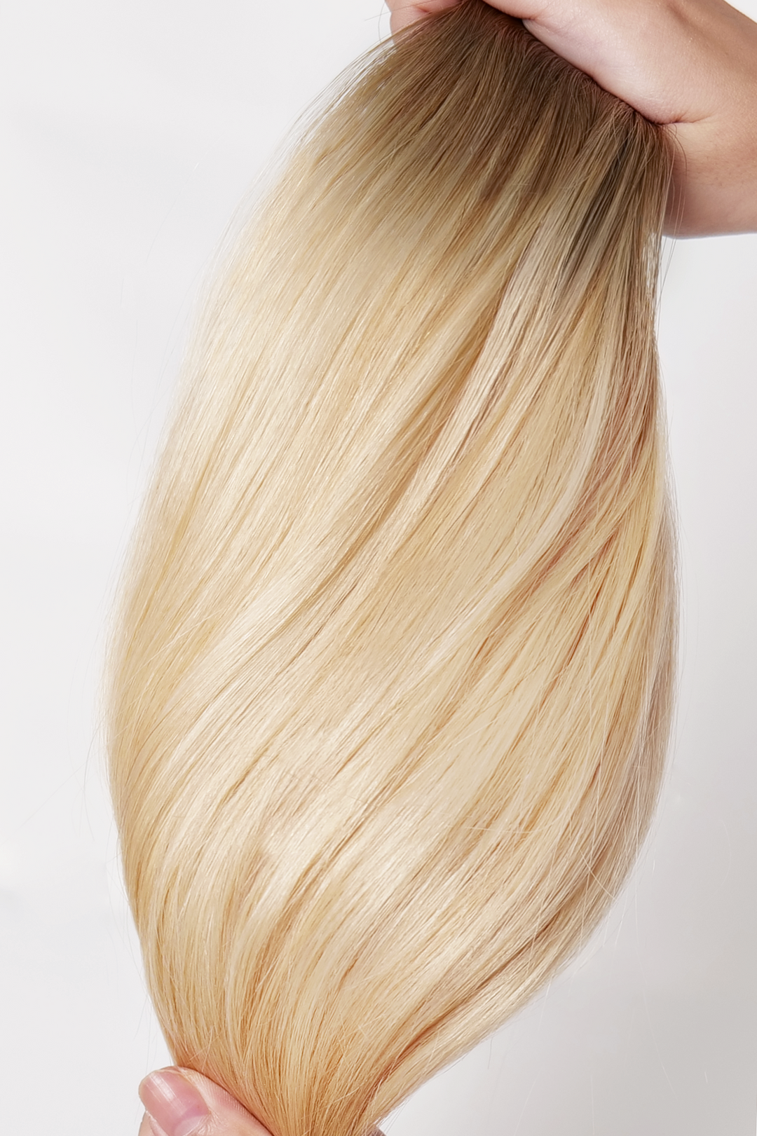 Caramel brown rooted White blonde (8|613): Luxury tape-in extensions. Seamless/invisible (Tailored) and Matte tape in extensions(Bare)