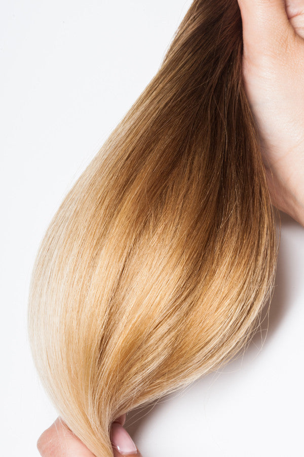 Extensionology : Dark brown medium root | Mixture of 27 and 16 for dark ashy blonde (2|27/16M) Luxury seamless tape-in extensions (Tailored) and Matte regular tape in(Bare)